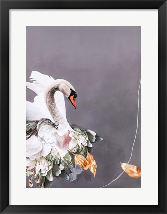 Framed Swan Gold 1 Print