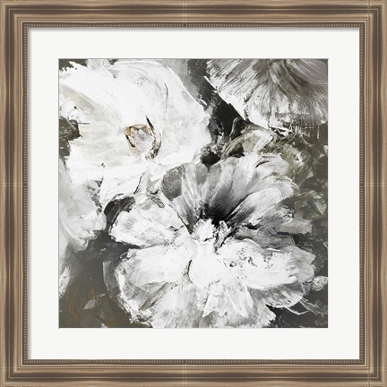 Framed White and Gray Flowers Print