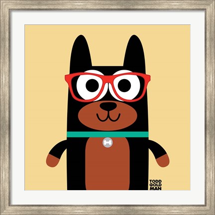 Framed Bow Wow Doberman Print