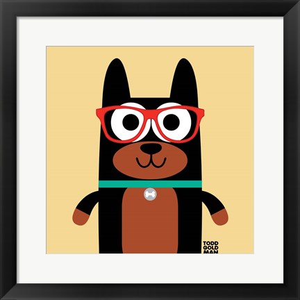 Framed Bow Wow Doberman Print