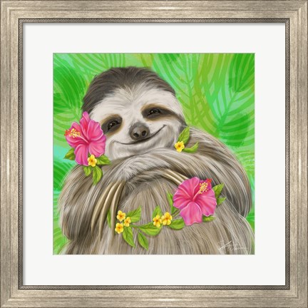 Framed Smiling Sloth Print