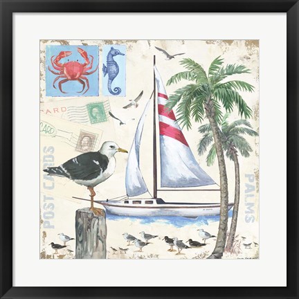 Framed Post Cards and Palms Print