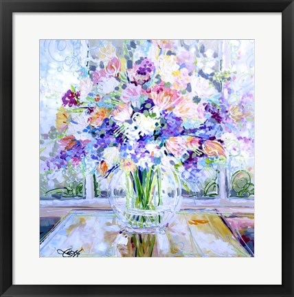 Framed Flowers in Vase Print