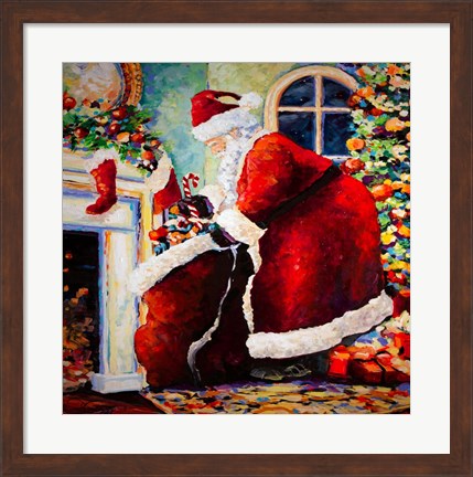 Framed Santa &amp; Bag of Toys Print