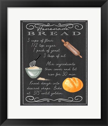 Framed Homemade Bread Recipe Print