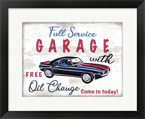 Framed Full Service Garage Print