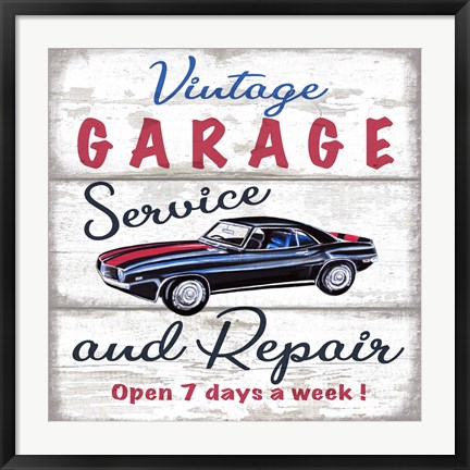 Framed Vintage Garage Print