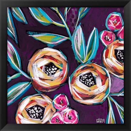 Framed Purple Floral II Print