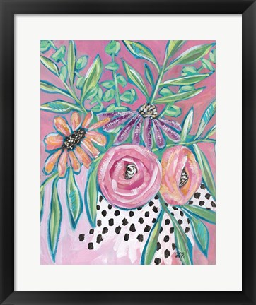 Framed Floral Dots Print