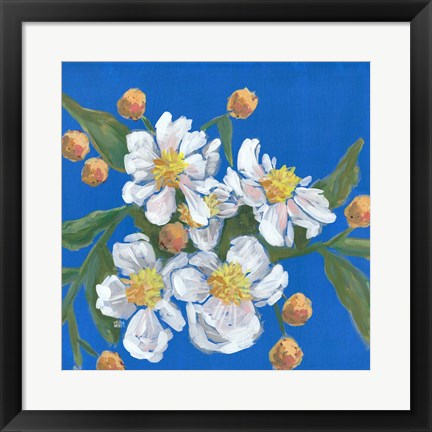 Framed Blue White Flowers Print