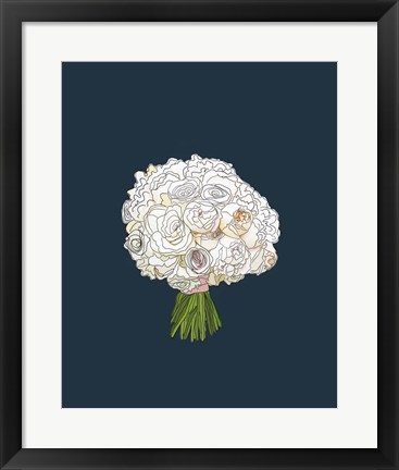 Framed White Rose Bouquet Print