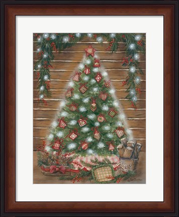 Framed Log Cabin Christmas Print