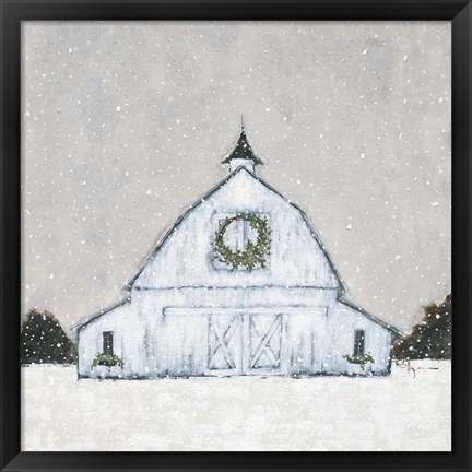 Framed Christmas Snowy Barn Print