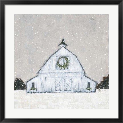 Framed Christmas Snowy Barn Print