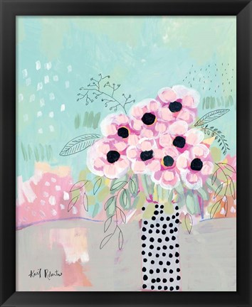 Framed Dots &amp; Flowers Print