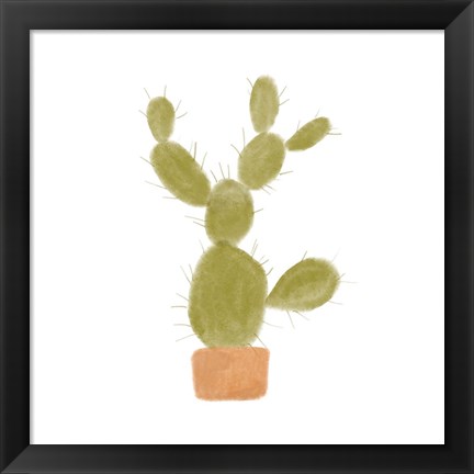 Framed Watercolor Cactus I Print