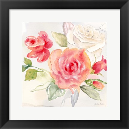 Framed Garden Roses II Print