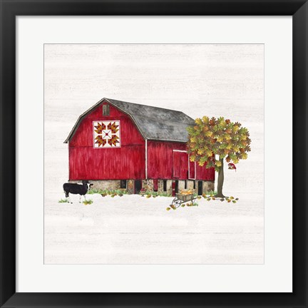 Framed Fall Barn Quilt IV Print