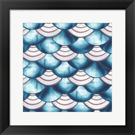 Framed Chinoiserie Abstract Fish Scales II Print