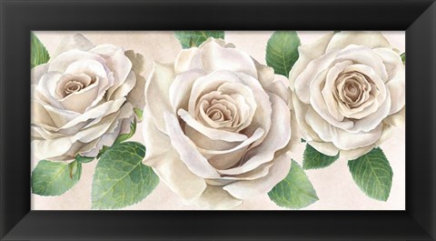 Framed Ivory Roses Landscape II Print