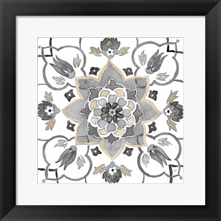 Framed Turkish Tile Neutral III Print