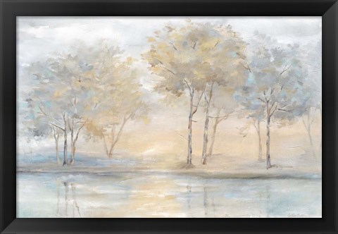 Framed Serene Scene Trees Landscape Print