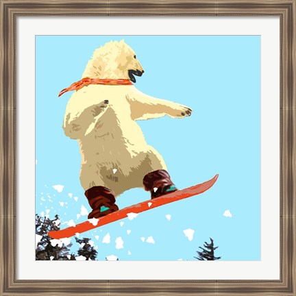 Framed Polar Bear Jump Print