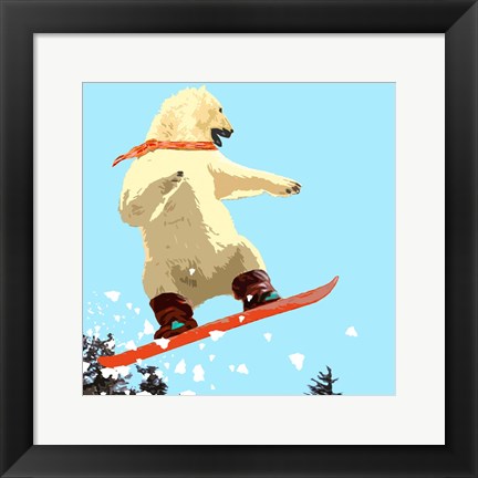 Framed Polar Bear Jump Print