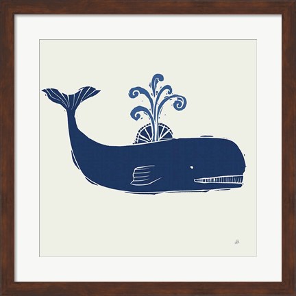 Framed Primitive Sea I Navy Print