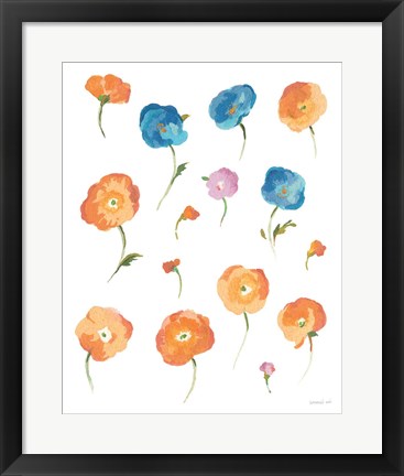 Framed Retro Flowers II Print