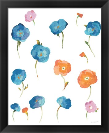 Framed Retro Flowers I Print