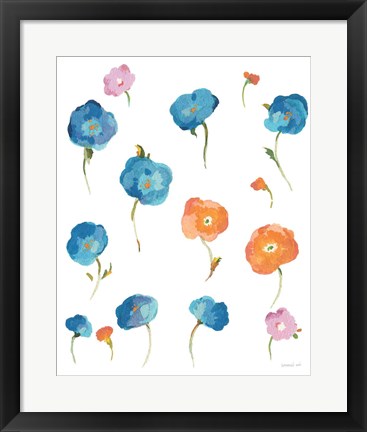 Framed Retro Flowers I Print