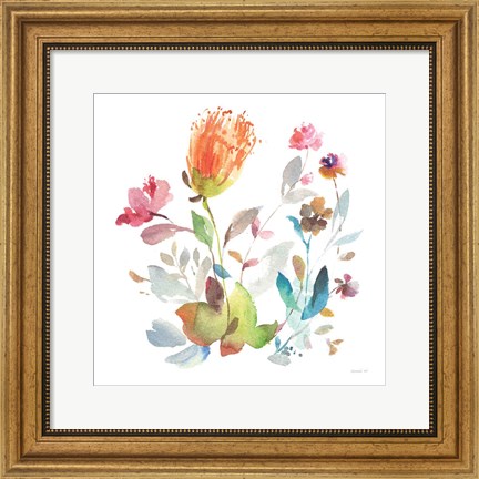 Framed Circle Full of Flowers I Print