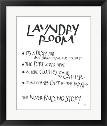 Framed Laundry Room Sayings White Print