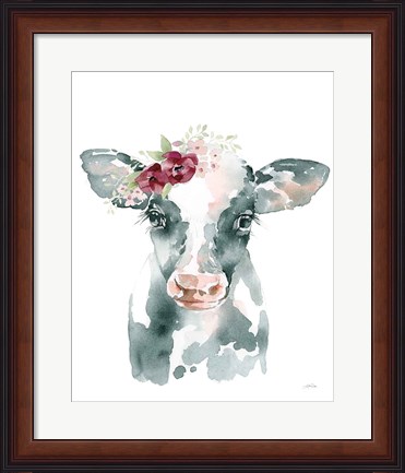 Framed Floral Cow Print