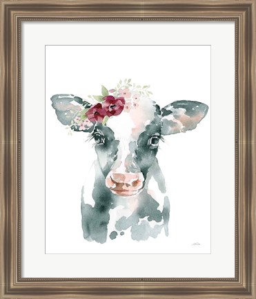 Framed Floral Cow Print