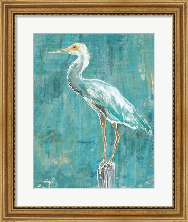 Framed Coastal Egret II Dark Print