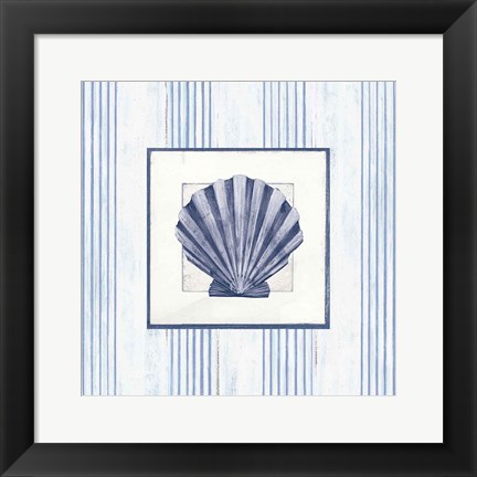 Framed Sanibel Shell I Navy Print