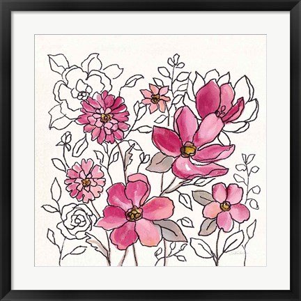 Framed Magenta Flower Lace II Print