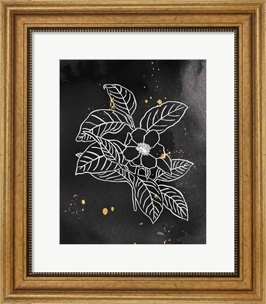 Framed Indigo Blooms I Black Print