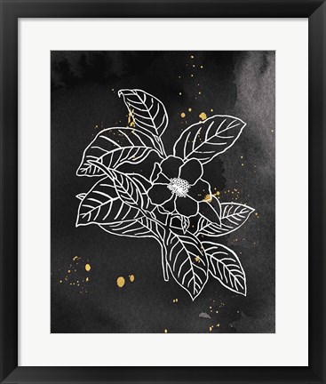 Framed Indigo Blooms I Black Print