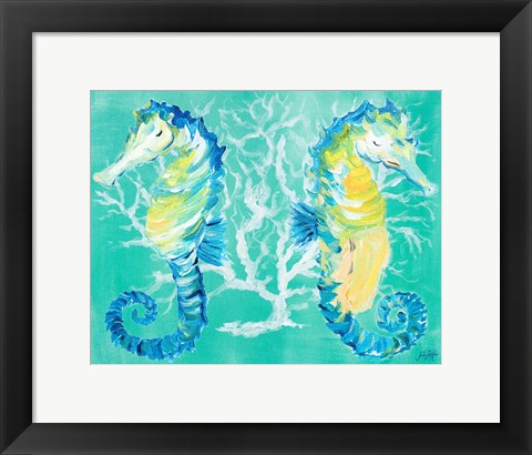 Framed Seahorses on Coral Print