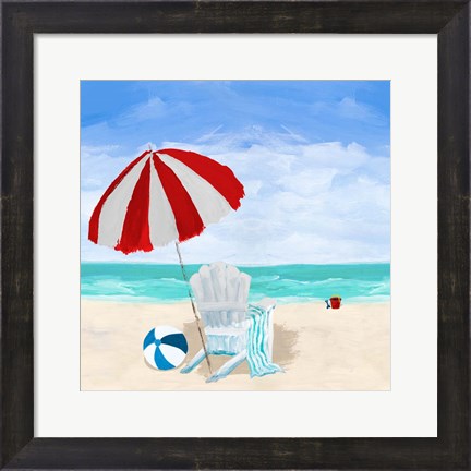 Framed Beach Chair with Umbrella Print