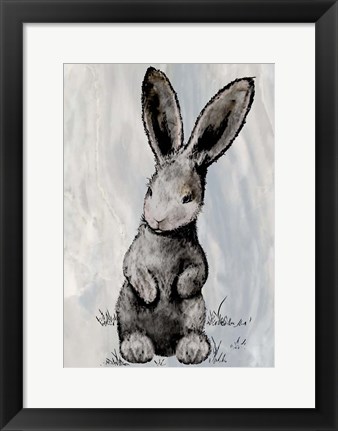 Framed Bunny on Marble III Print