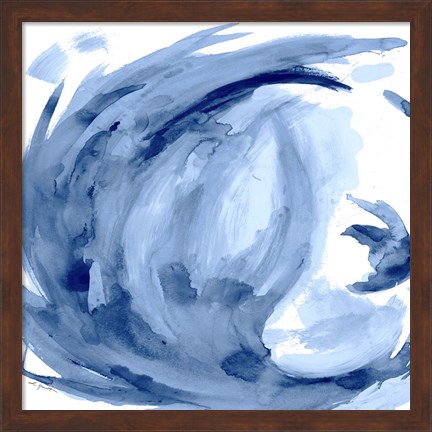 Framed Blue Swirl Square II Print