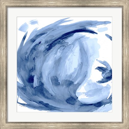 Framed Blue Swirl Square II Print