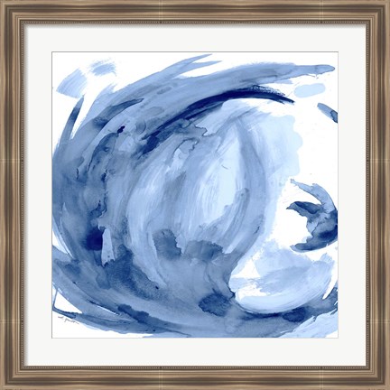 Framed Blue Swirl Square II Print