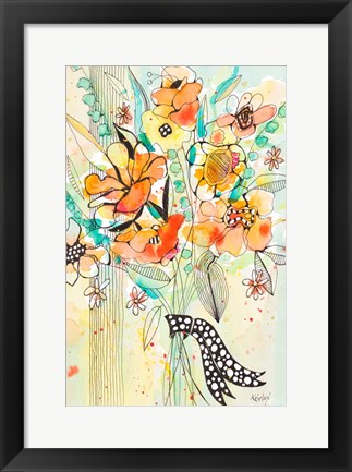 Framed Bursting Wildflower Bouquet Print