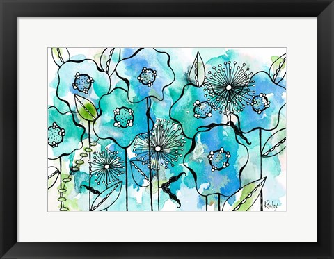 Framed Blue Tone Garden Print