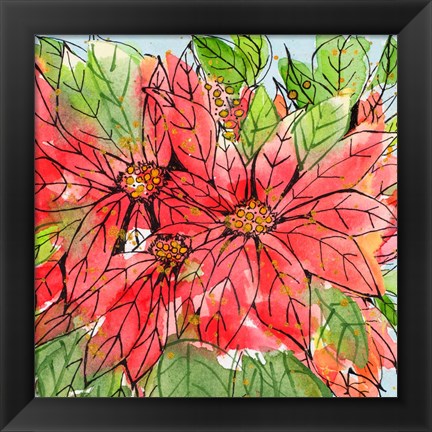 Framed Vibrant Poinsettias II Print